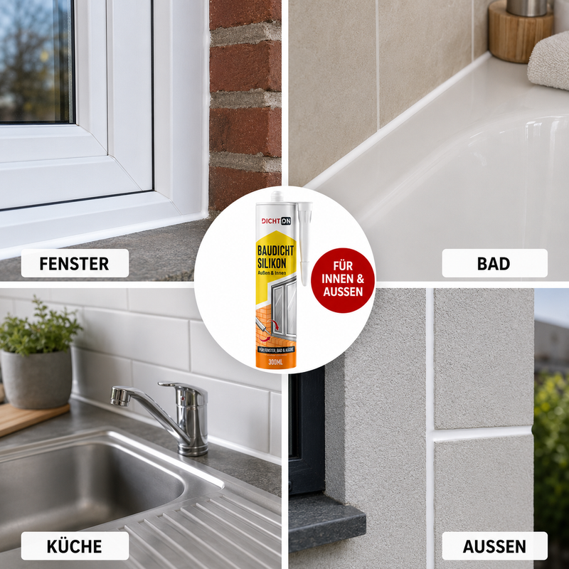 D.33W Baudicht Silikon für Fenster, Bad & Küche außen & innen