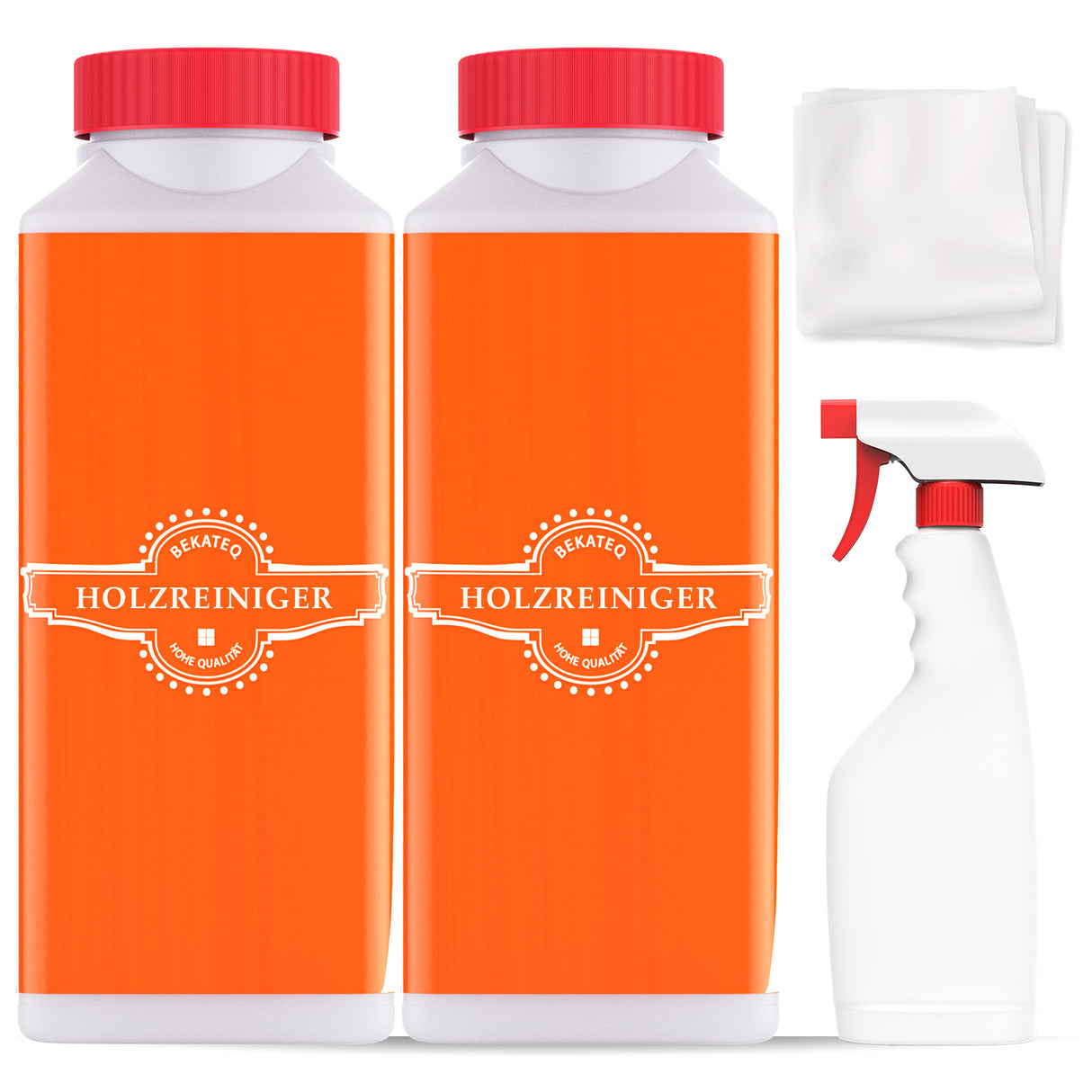 Holzreiniger-Set mit Sprühflasche.