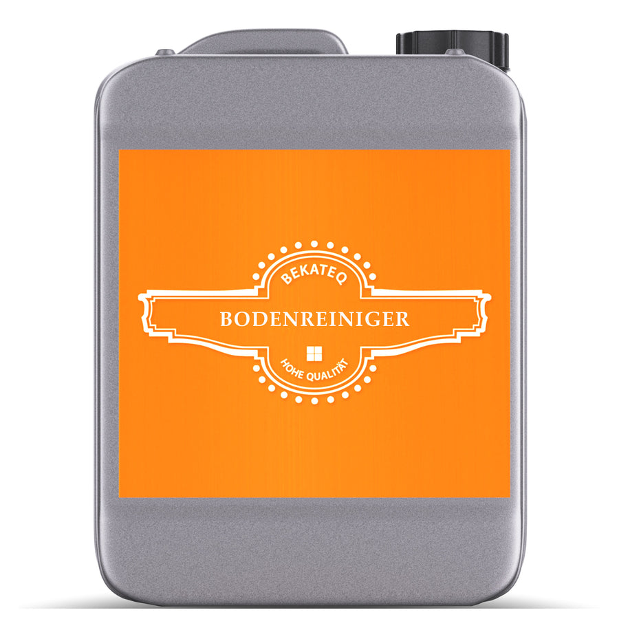 Kanister mit Bodenreiniger-Etikett.