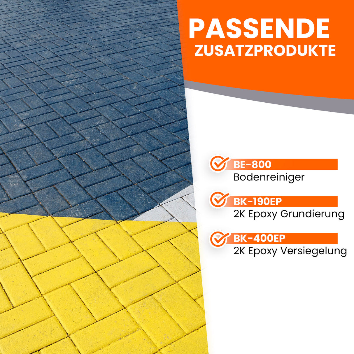 Pflastersteine mit Bodenreiniger und Epoxy-Produkten von BK.