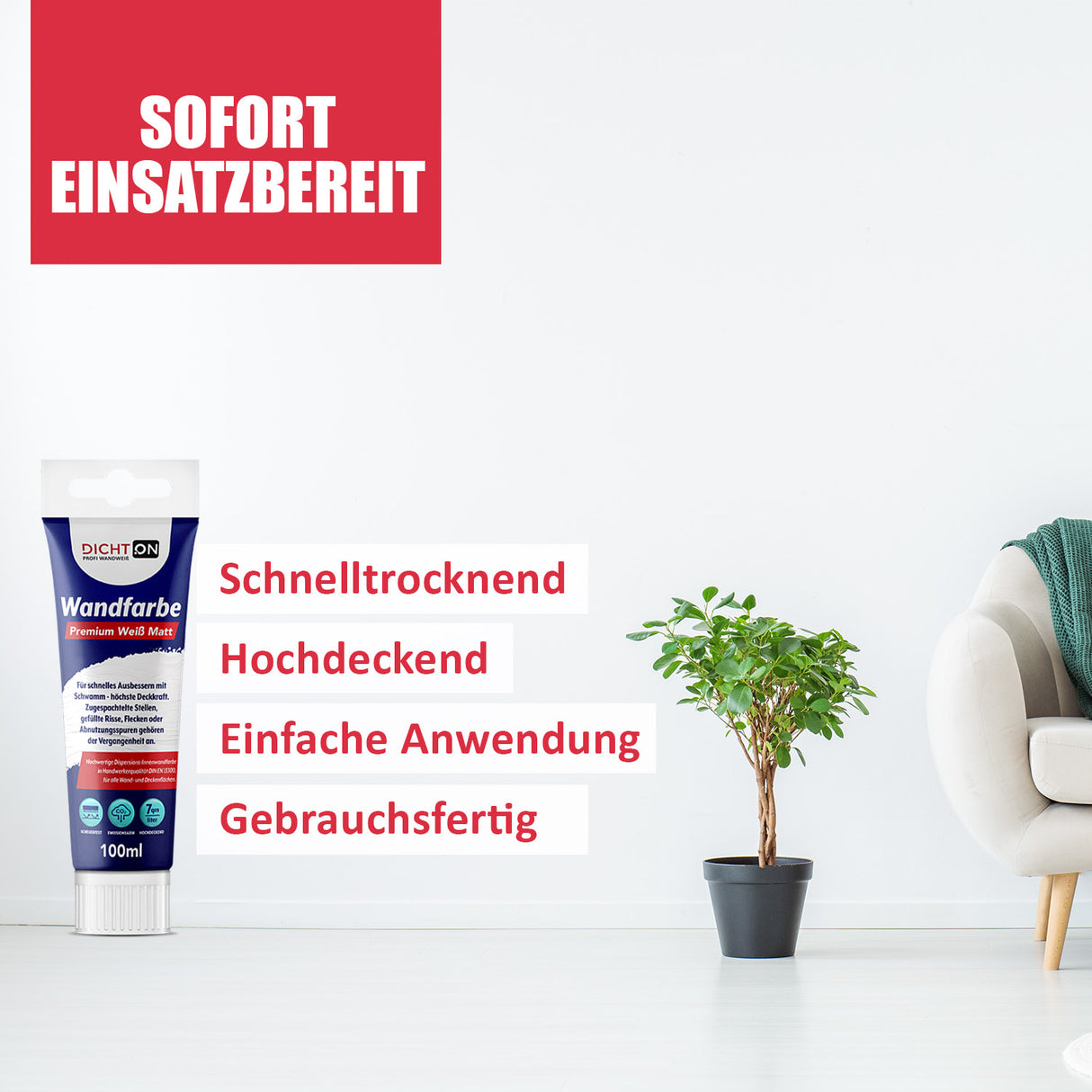 D.63W Wandfarbe Ausbesserungsfarbe weiß