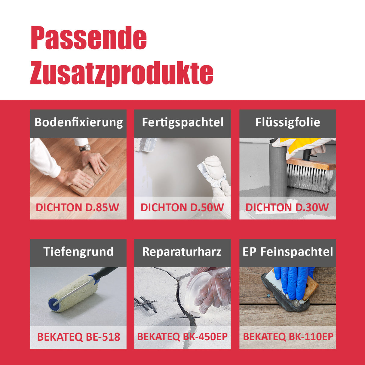 Zusatzprodukte für Bau und Renovierung.