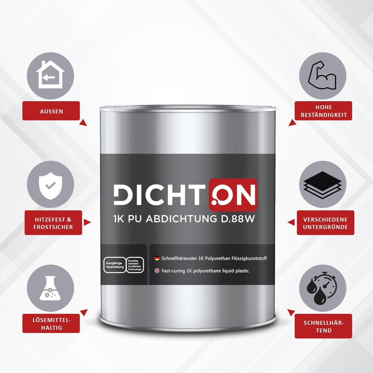 D.89W 1K PU Abdichtung in grau faserverstärkt für aussen