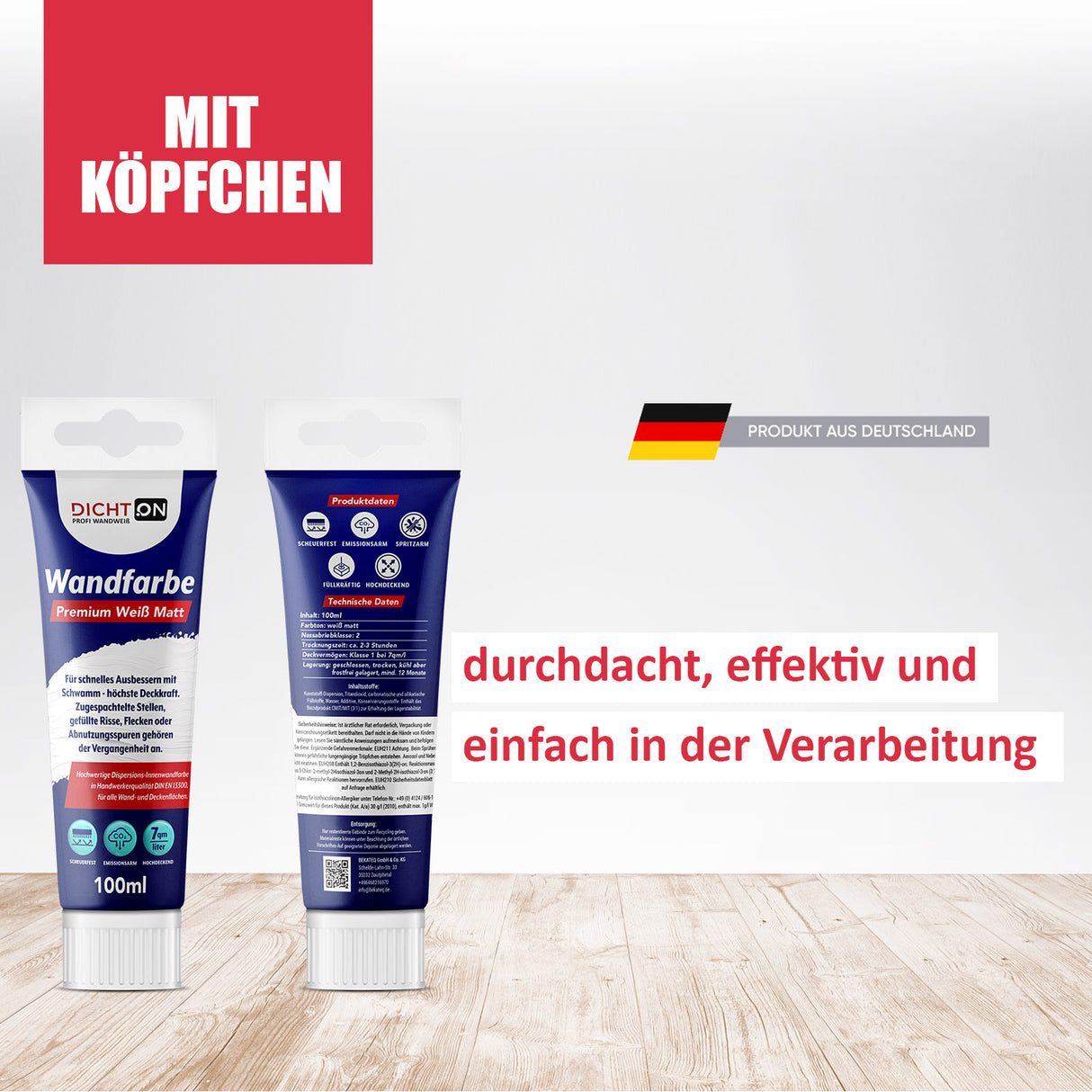 D.63W Wandfarbe Ausbesserungsfarbe weiß