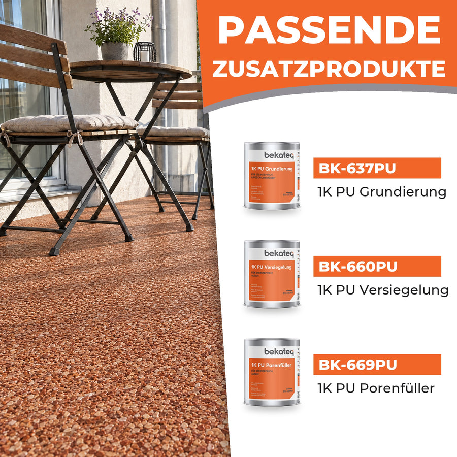 BK-605PU Steinteppich Set außen mit Bindemittel