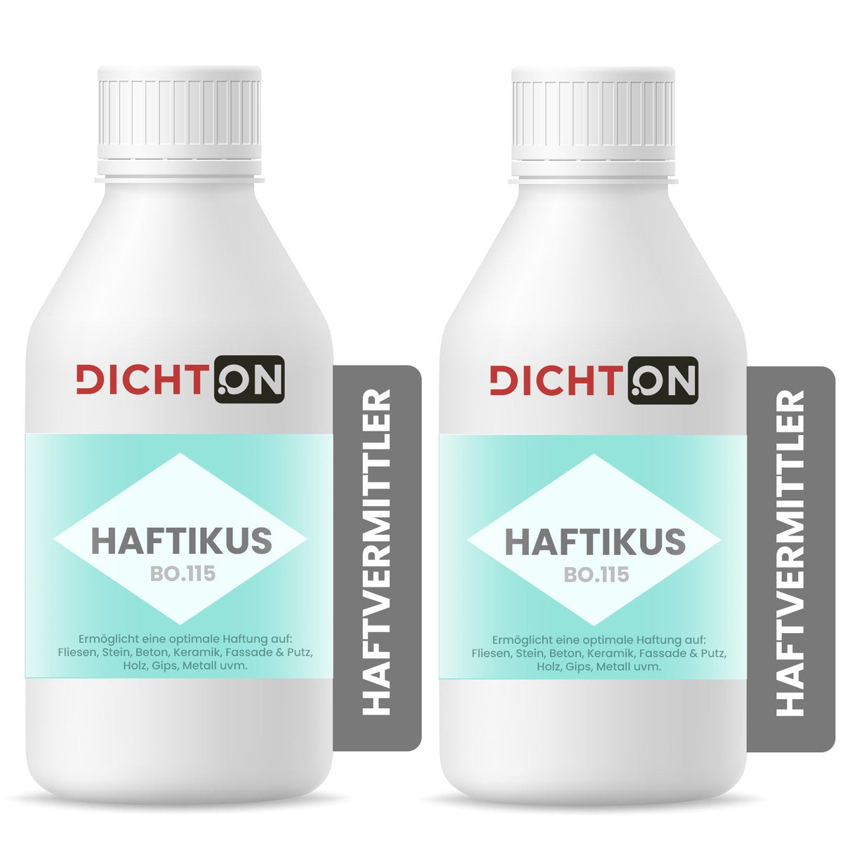 Zwei Flaschen Haftvermittler Dichton.