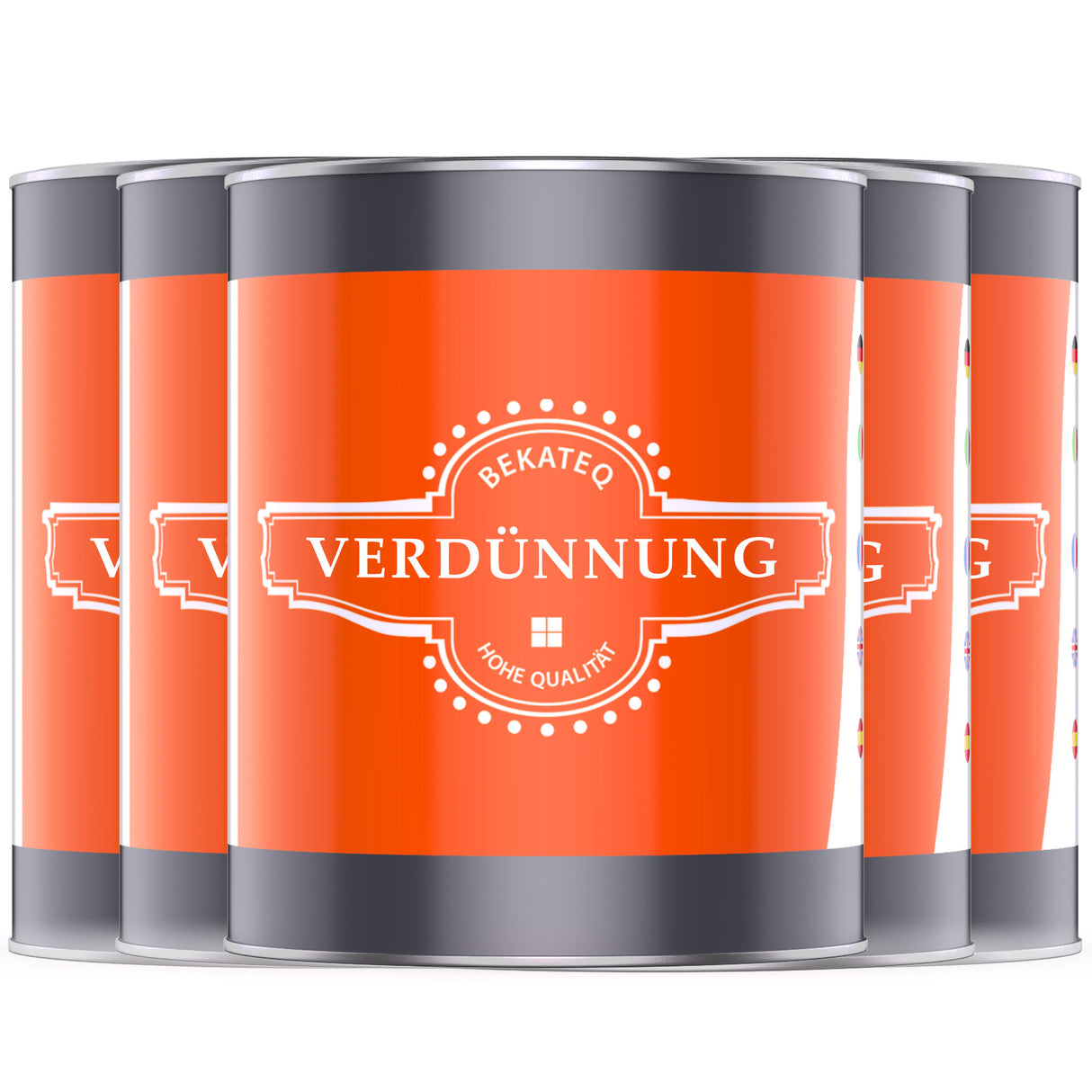 Vier Dosen Verdünnung von BEKATEQ.
