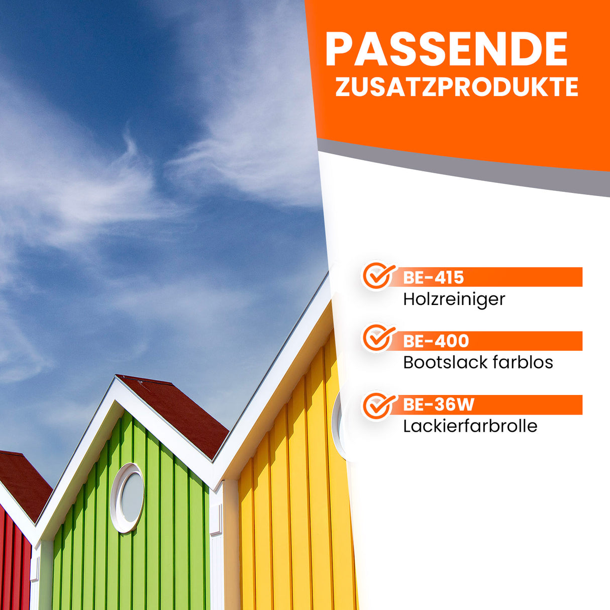 Bunte Häuser, passende Zusatzprodukte Text.