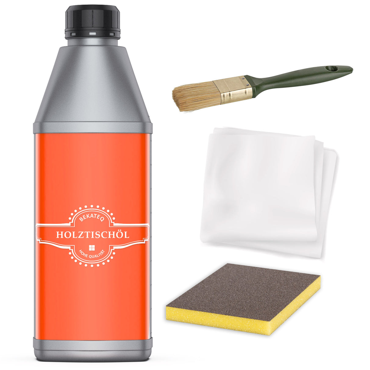 LS-240 Holztisch Öl Set mit Schleifmatte, Putzvliestuch & Pinsel