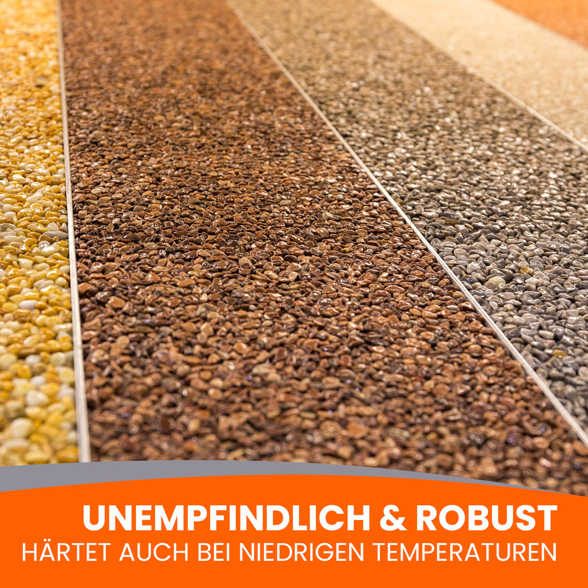 Verschiedene farbige Kieselstein-Oberflächen.