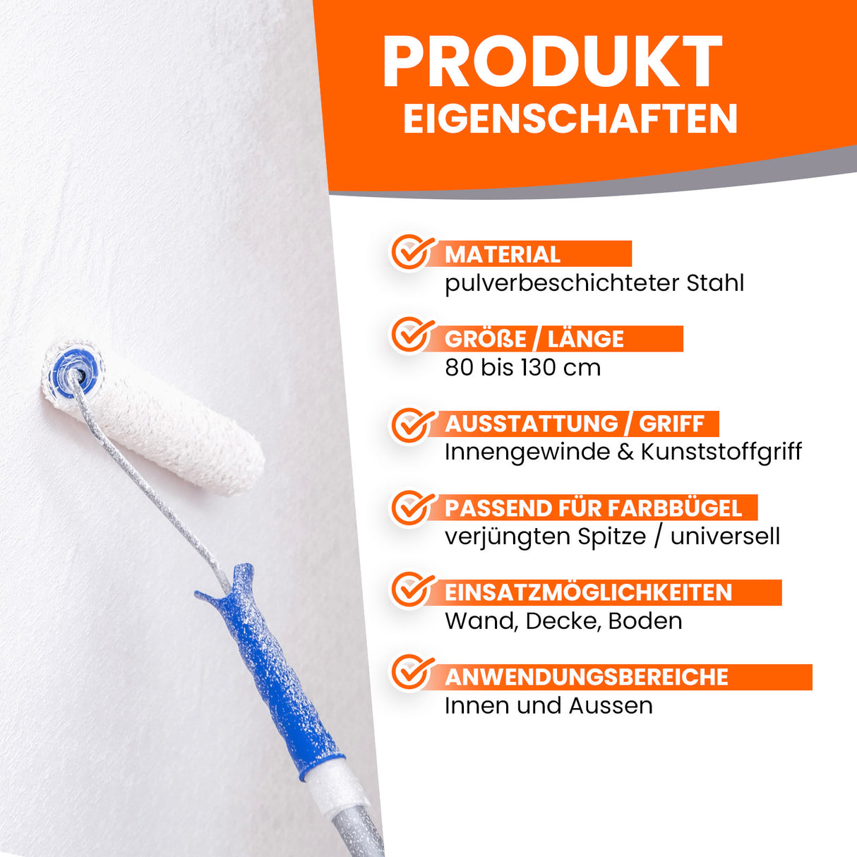 Farbroller und Produkteigenschaften Liste.