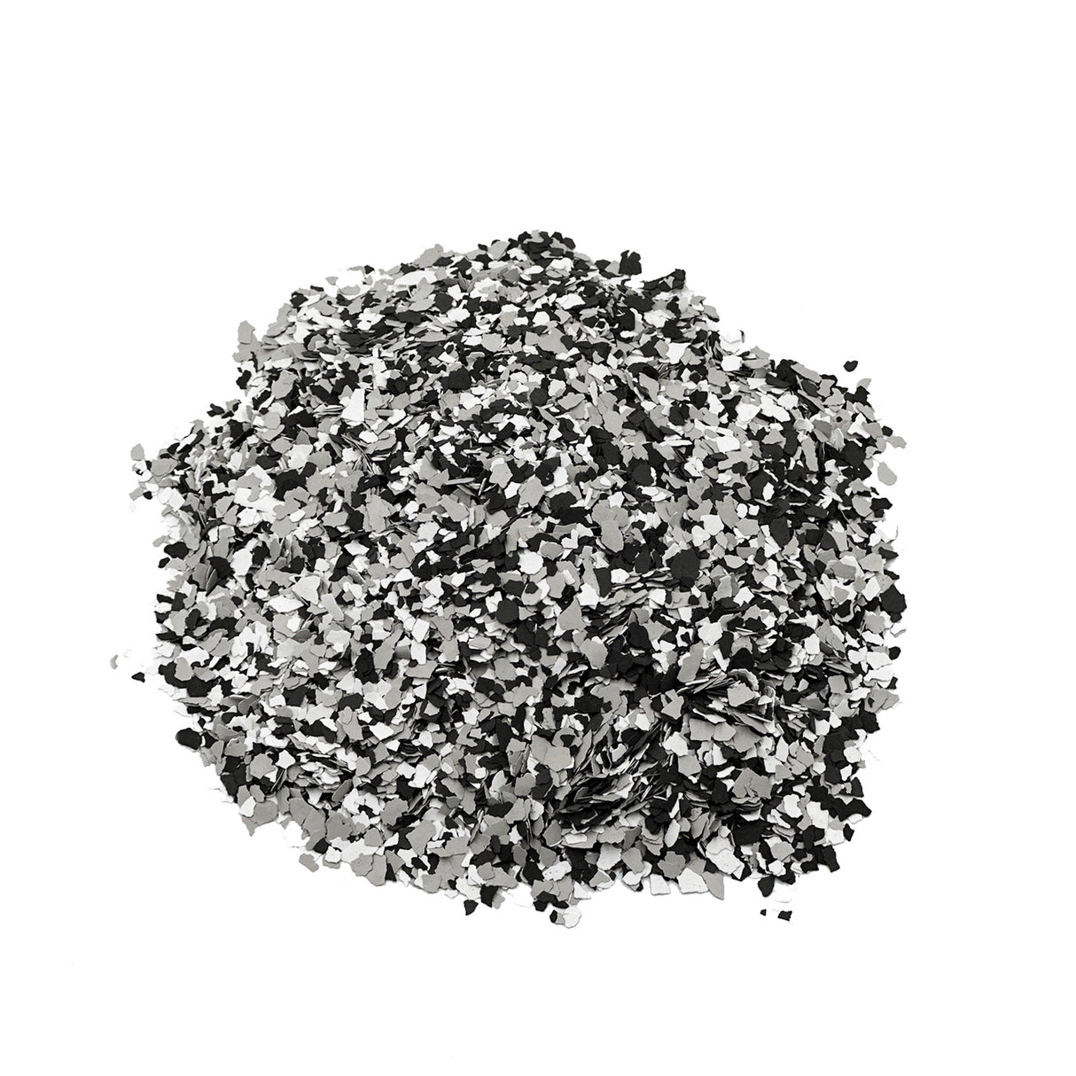 Schwarz-weiß-graue Farbchips auf Weiß.