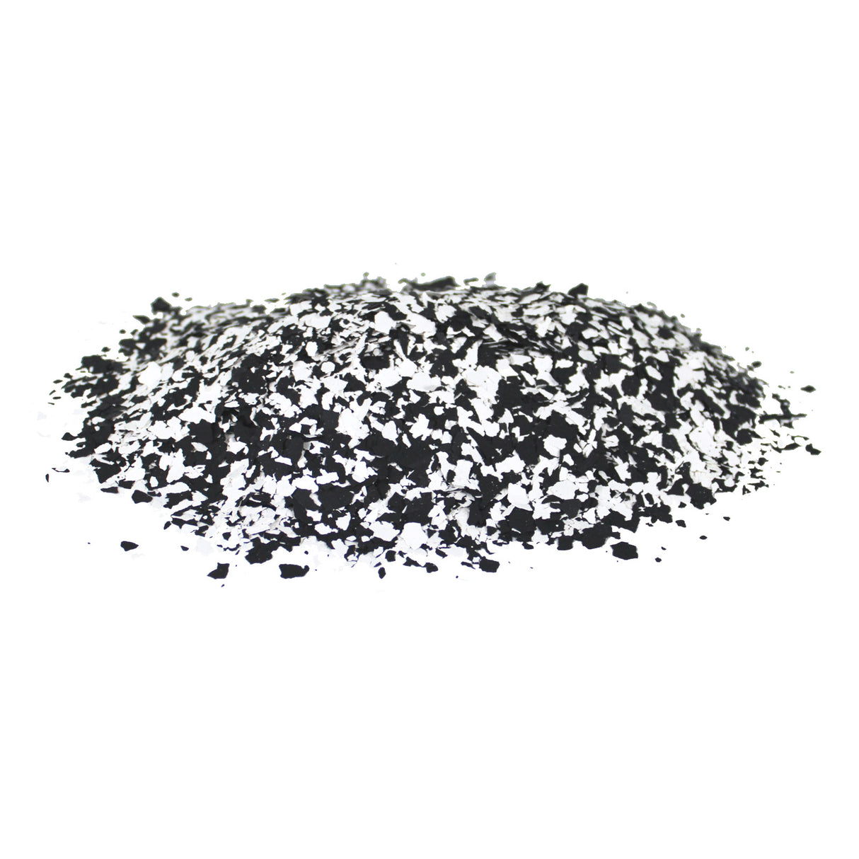 Schwarz-weiße Granulatmischung auf Weiß.