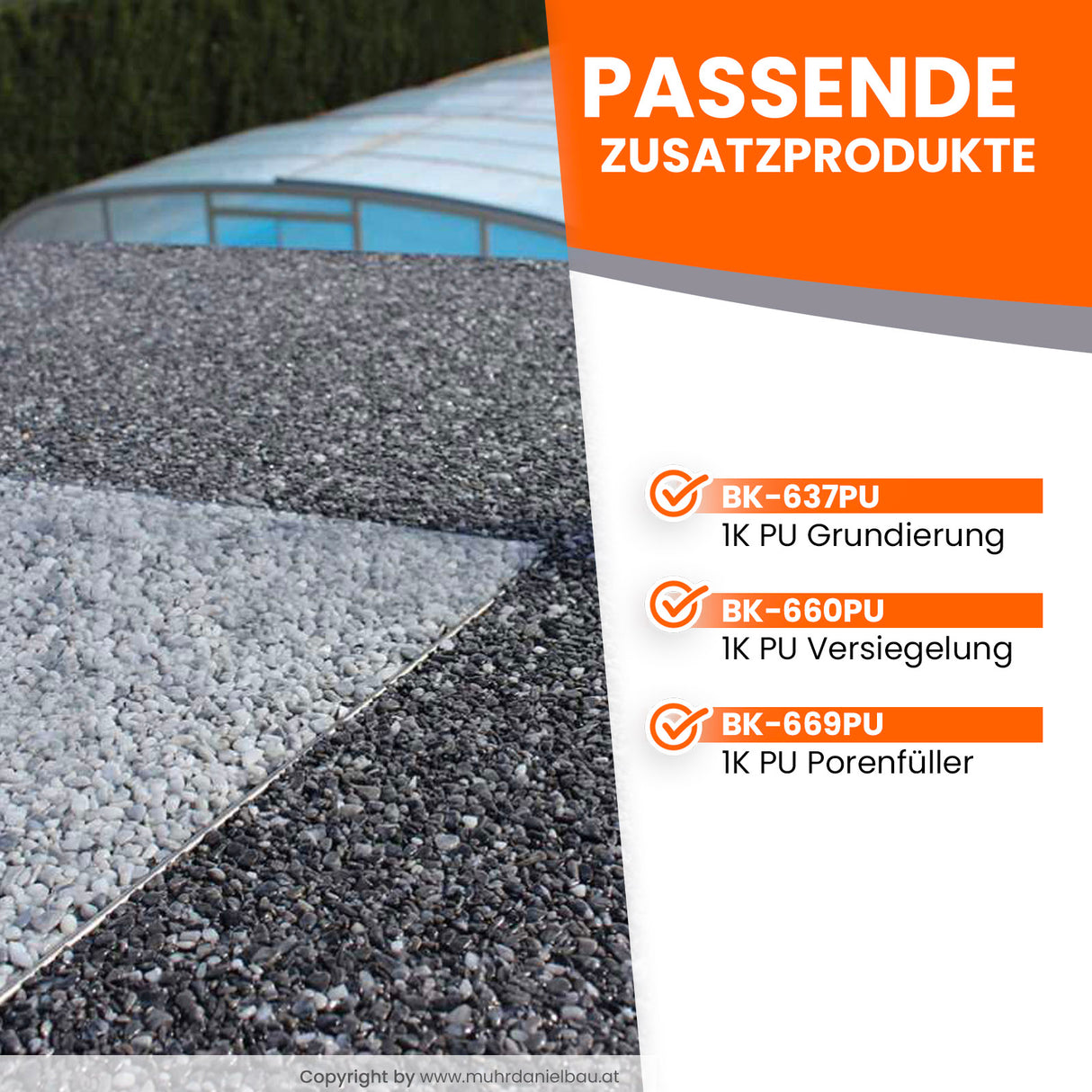 BK-605PU Steinteppich Set außen mit Bindemittel