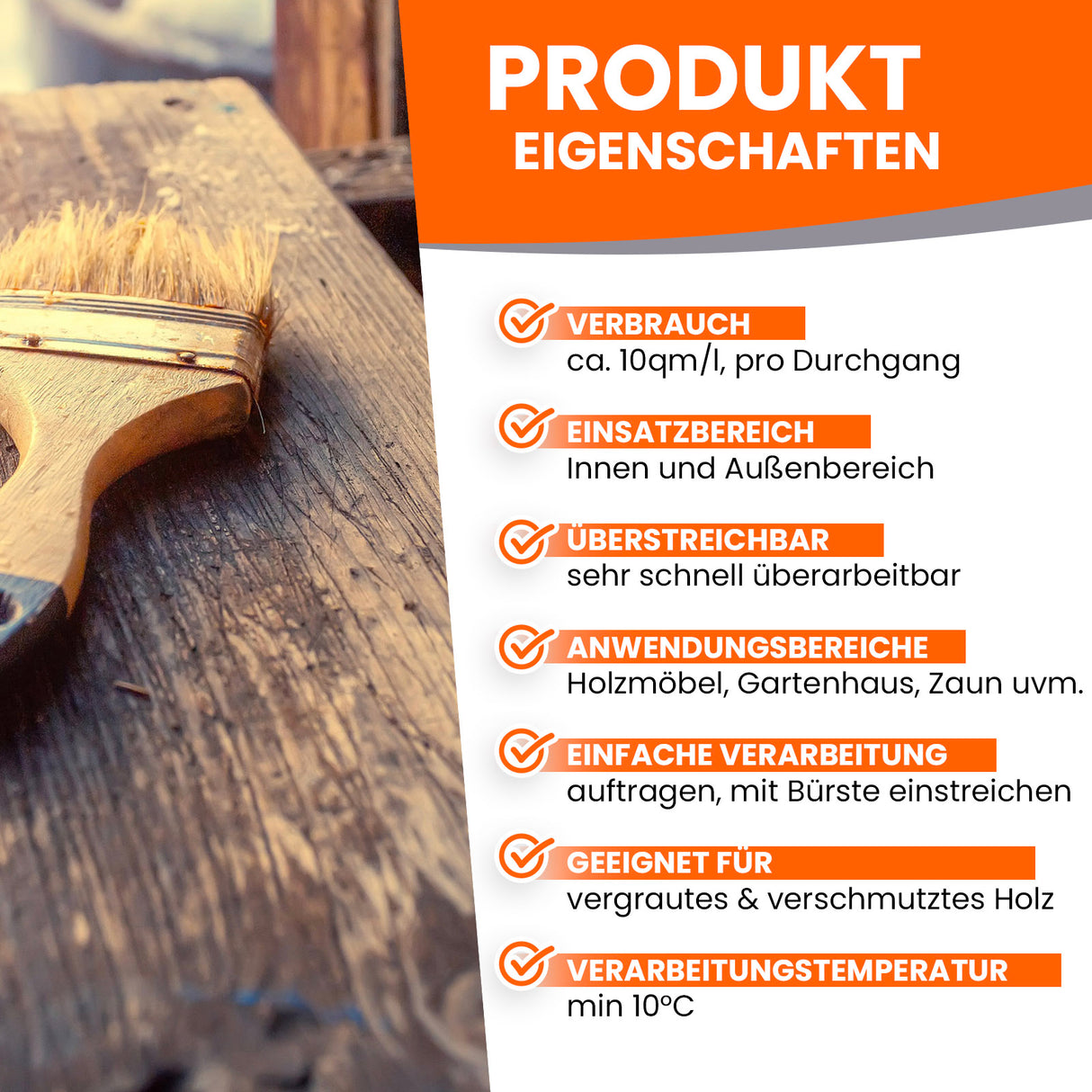 Pinsel und Produkteigenschaften aufgelistet.