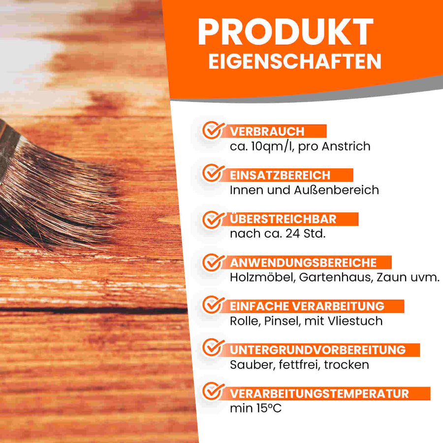 Pinsel streicht Holz mit Lack.
