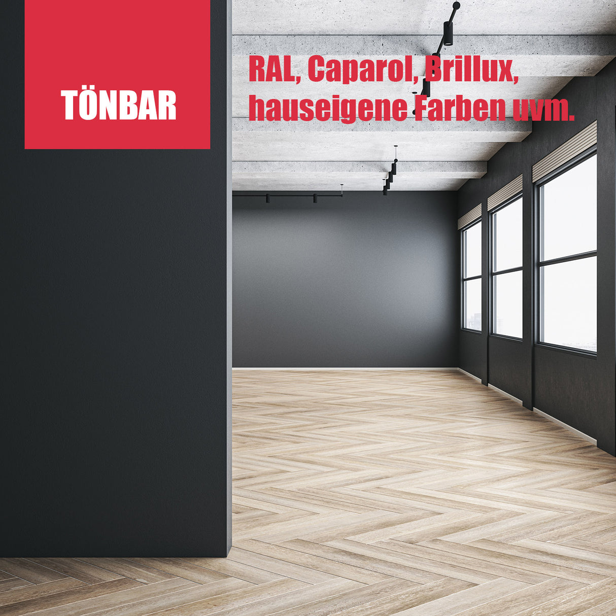 Moderner Raum mit Holzboden.