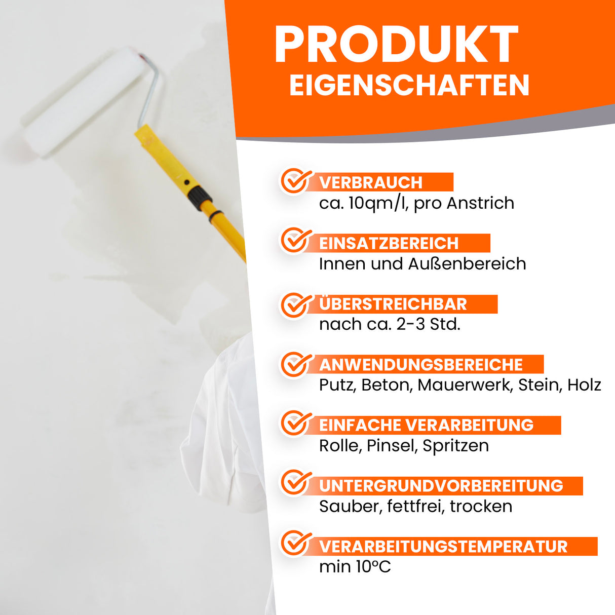 Farbrolle und Produkteigenschaften-Text.