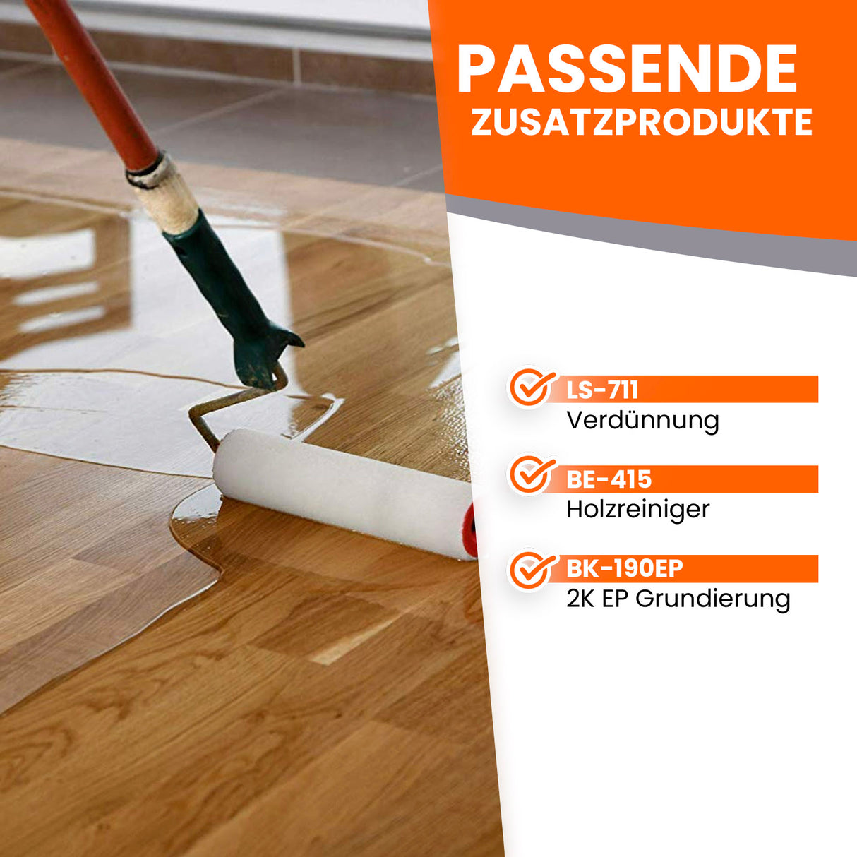 Rolle auf Holz mit Flüssigkeit.