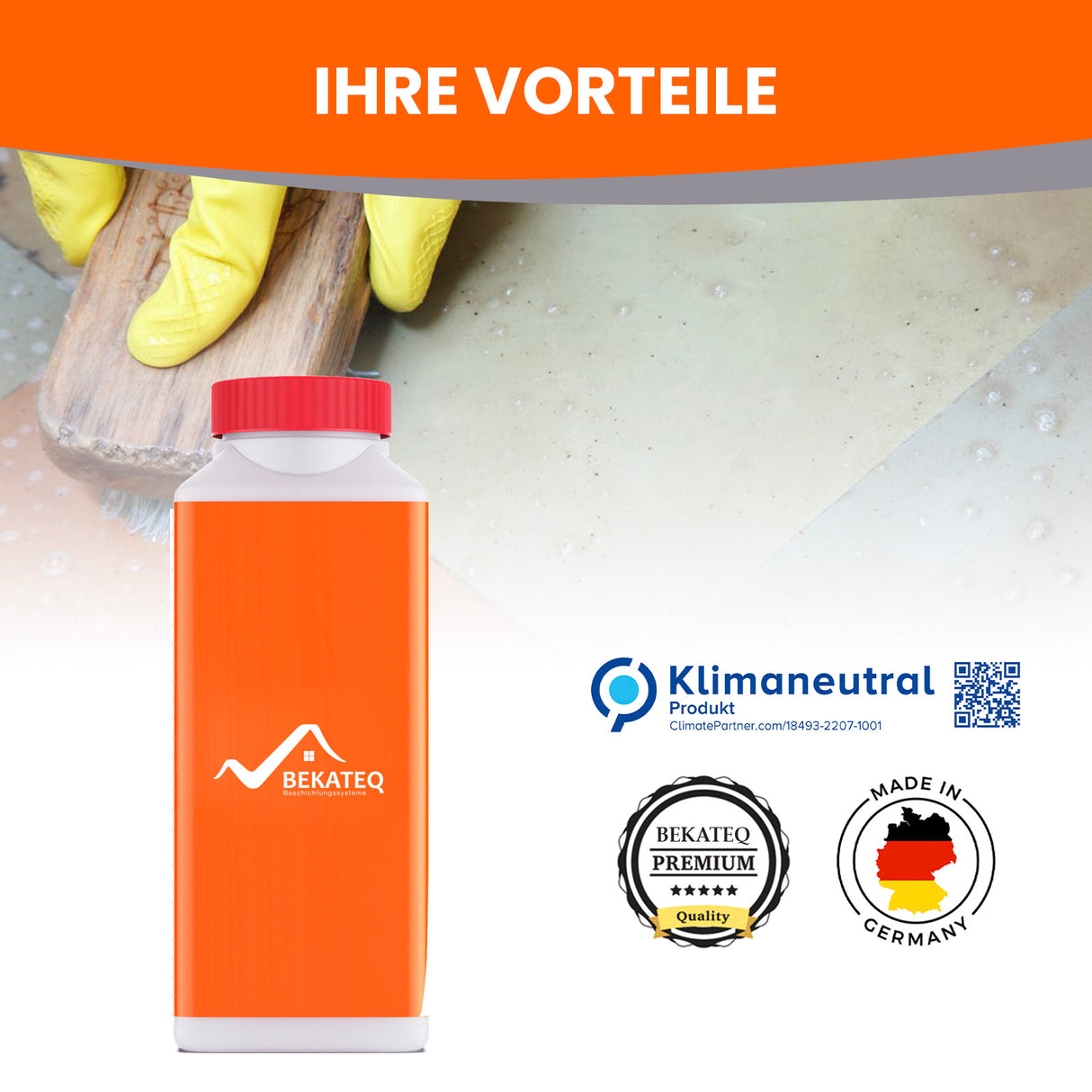 Flasche, Handschuhe, Logo, Siegel, Text.