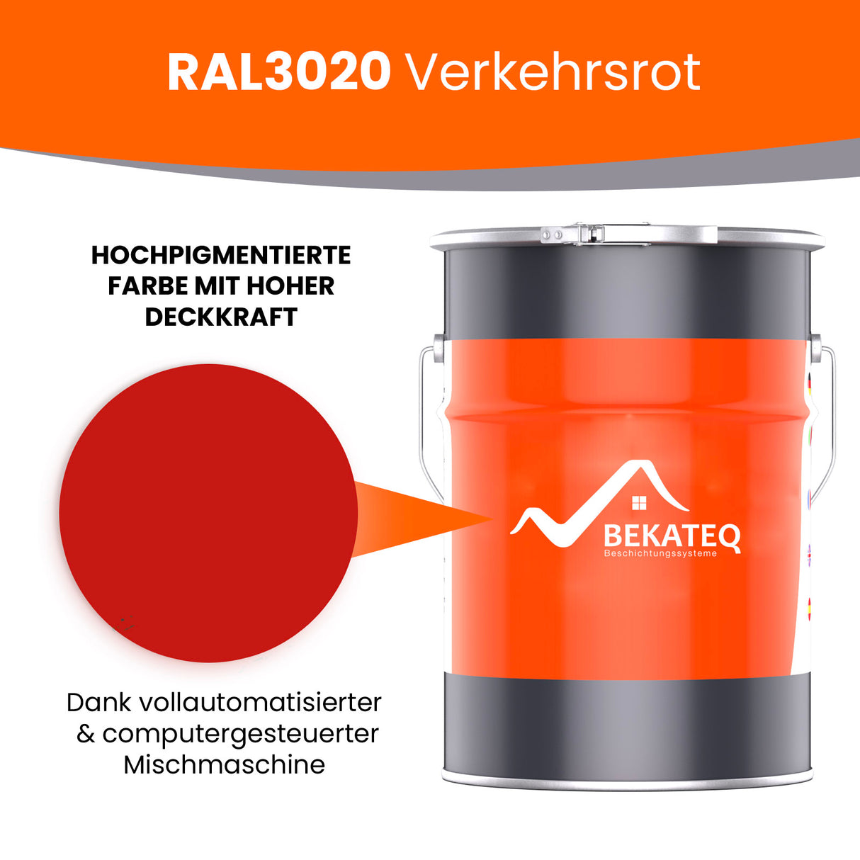 RAL3020 Farbeimer, Verkehrsrot, BEKATEQ.