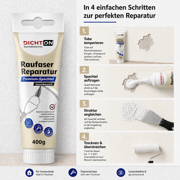 D.65W Raufaser Reparatur Spachtel Fertigspachtel
