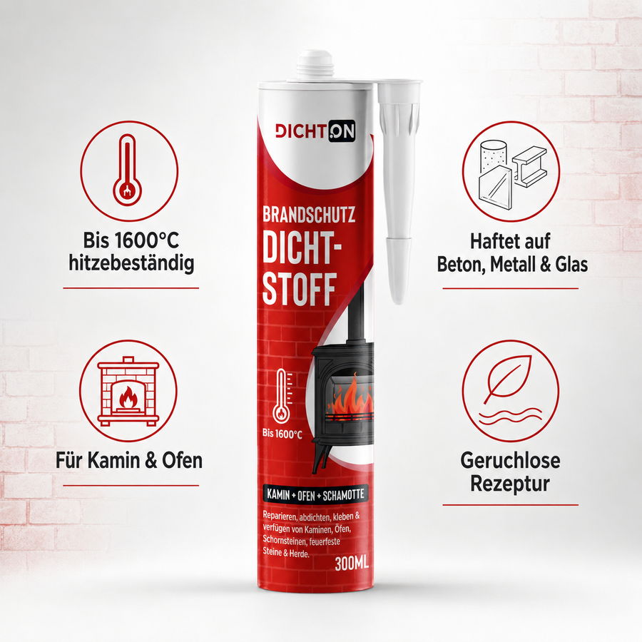 D.31W Brandschutz Dichtstoff für Kamin + Ofen + Schamotte bis 1600°C