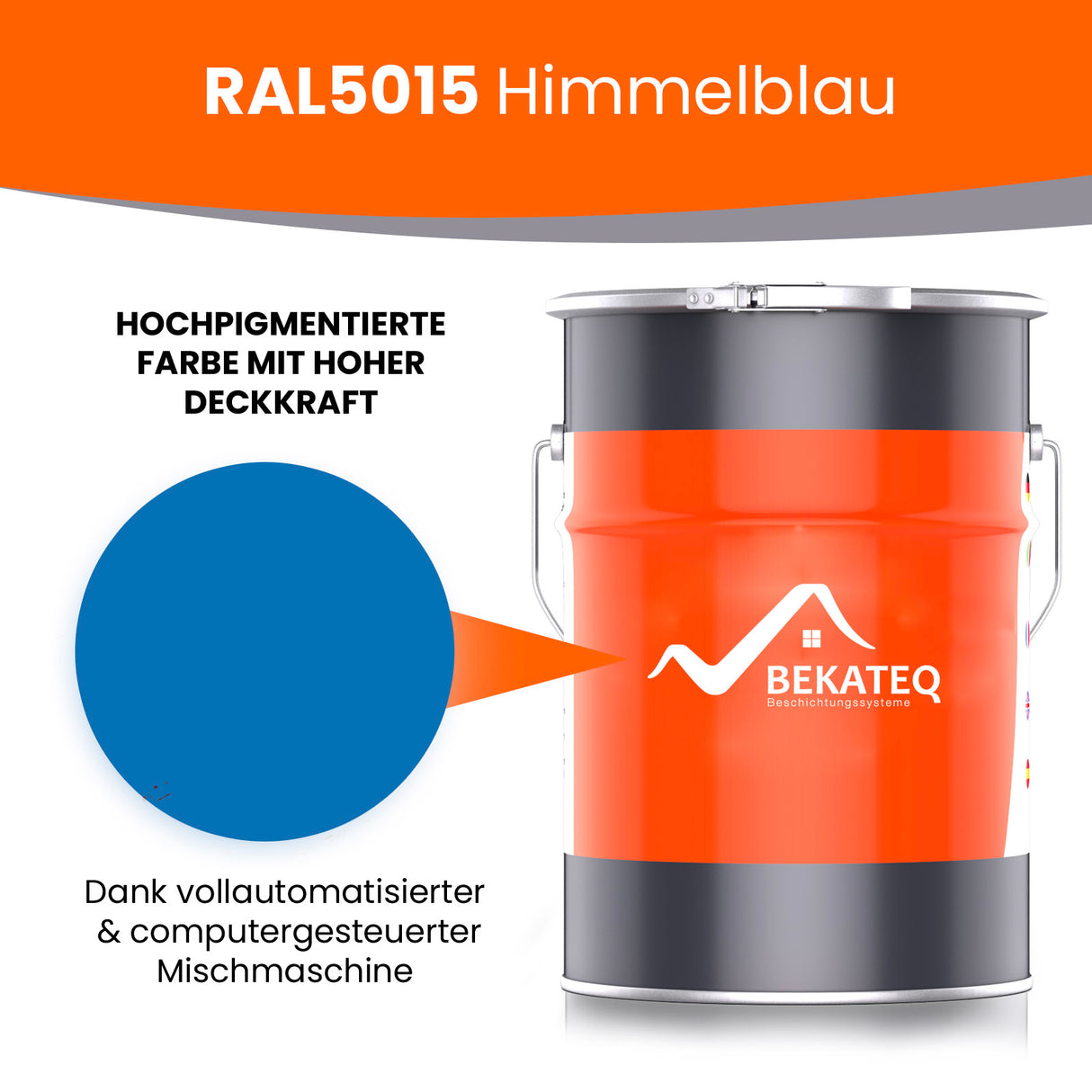 Farbkanister mit RAL5015 Himmelblau.