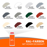 RAL-Farben Übersicht mit Farbmuster und Farbnamen.