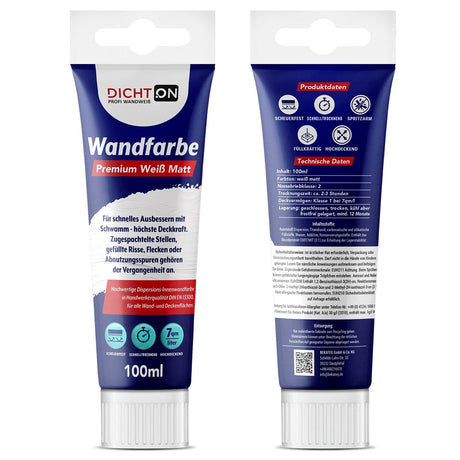 DICHTON D.63W Wandfarbe Tube 100ml, Vorder- und Rückseite