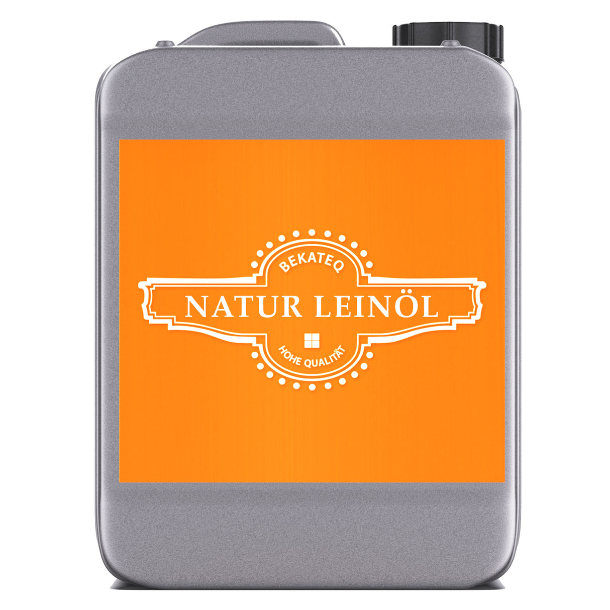 Kanister mit Natur Leinöl-Label.