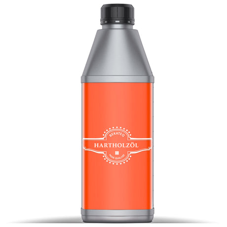 Flasche mit Hartholzöl-Label.