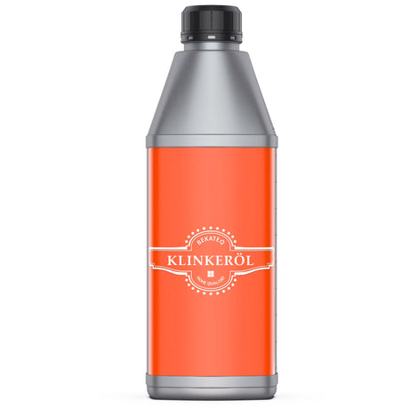 Flasche mit Klinkeröl-Label.