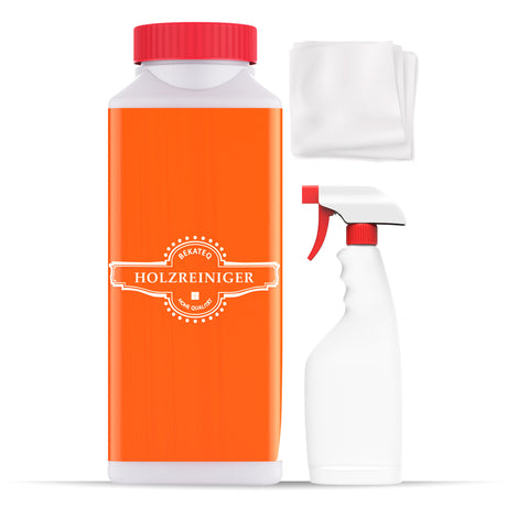 Holzreiniger-Flasche und Sprühflasche.