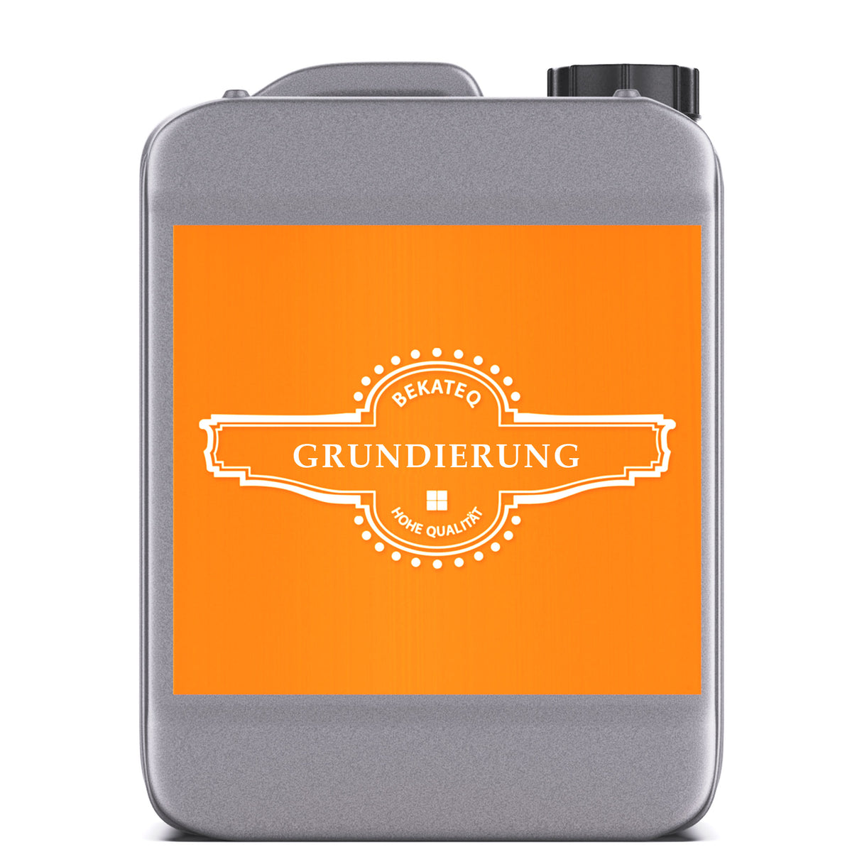 Kanister mit "Grundierung" Etikett.