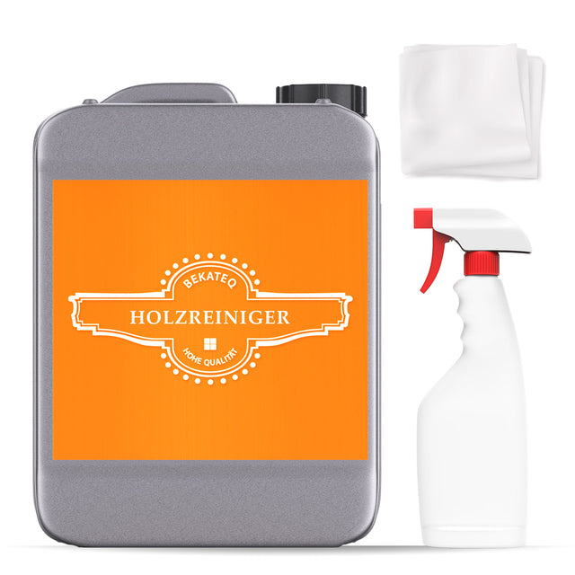 Holzreiniger-Set mit Sprühflasche.
