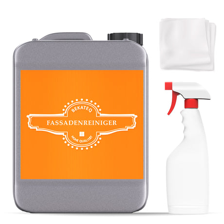 Fassadenreiniger, Sprühflasche, Tücher-Set.