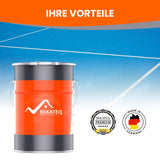 Malerbedarf: Bekateq Eimer vor blauem Hintergrund, Qualitätssiegel sichtbar.