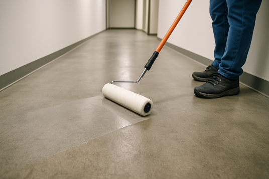 betonboden innen flur grundieren farblos mit farbrolle