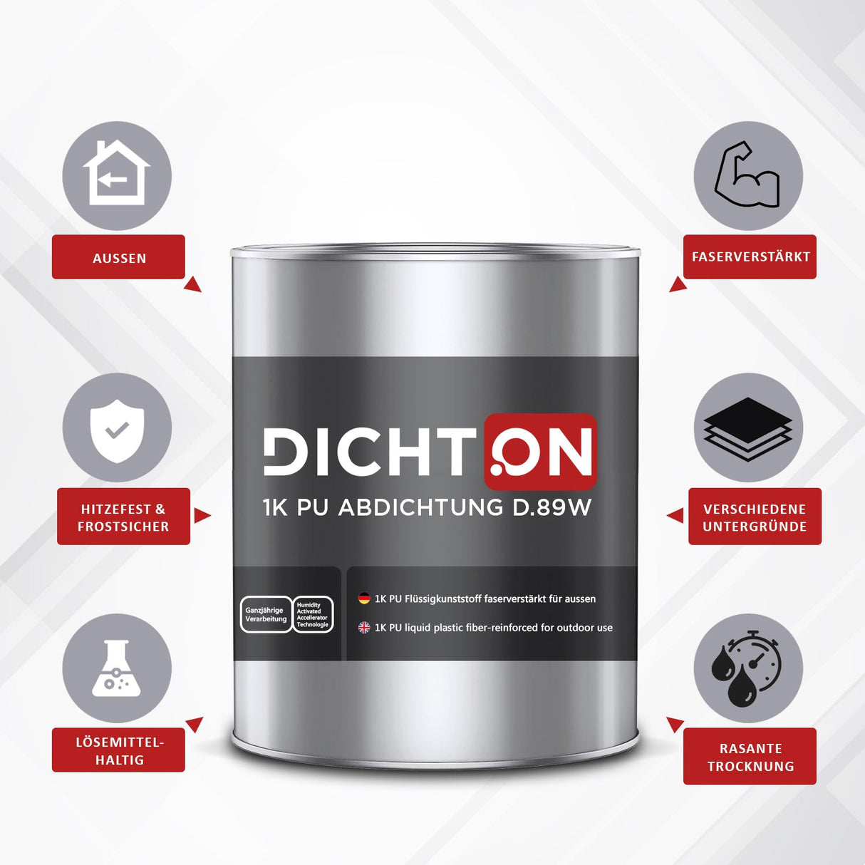 D.89W 1K PU Abdichtung in grau faserverstärkt für aussen