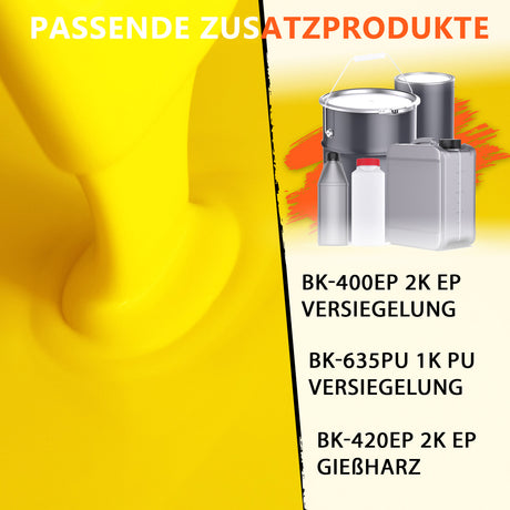 Gelbe Flüssigkeit, Produkte, Text, Zusatzprodukte.