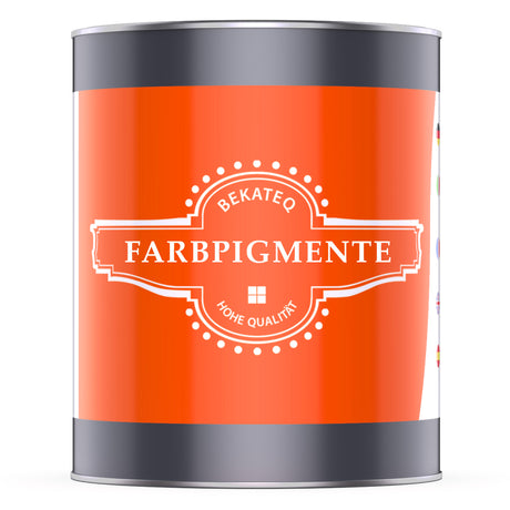 Dose mit Farbpigmenten, BEKATEQ-Logo.