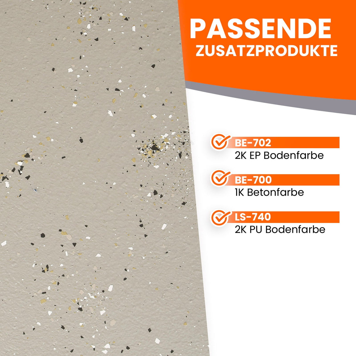 Bodenfarbe mit Zusatzprodukte-Optionen.