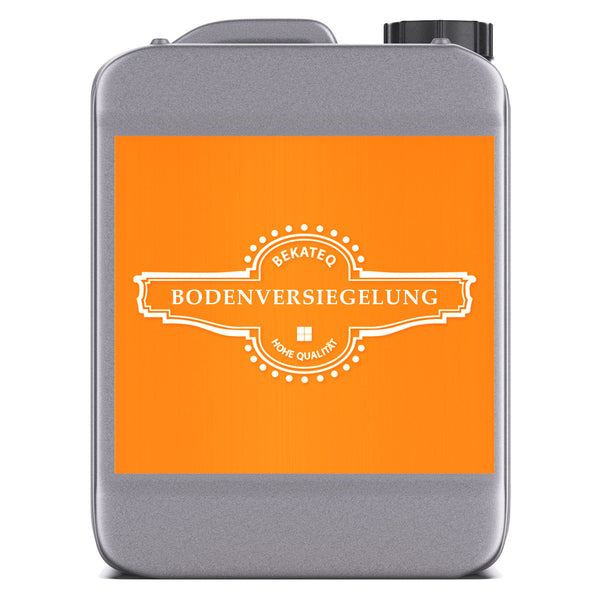 Kanister mit Bodenversiegelungsetikett.