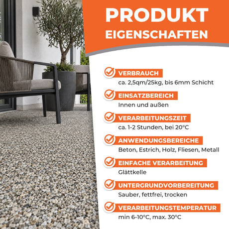 BK-605PU Steinteppich Set außen mit Bindemittel