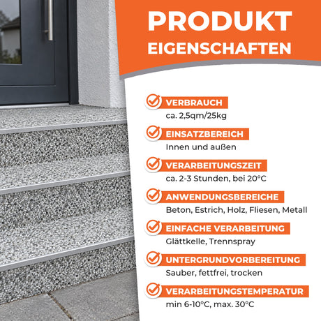BK-610PU Steinteppich Set für Wand, Sockel, Treppe