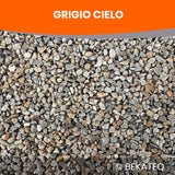 Kieselsteine von Bekateq, Produktname Grigio Cielo, Nahaufnahme.