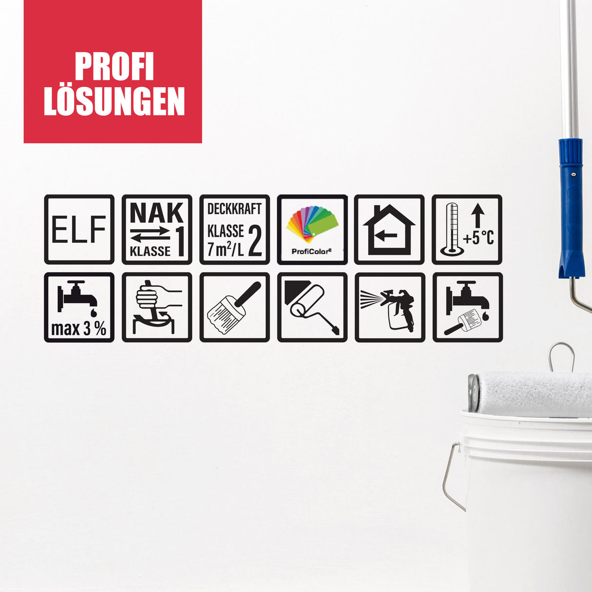 Symbole für Farben und Lacke.