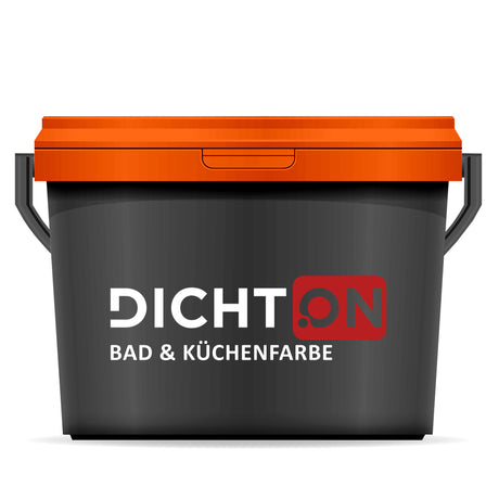 Farbeimer mit Aufschrift "DICHT.ON".