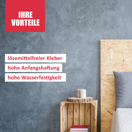 Wand mit Vorteilen von Kleber.